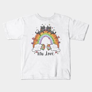 My Rainbow Cat is My Valentine Kids T-Shirt